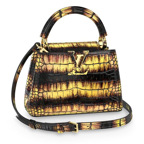 ルイヴィトン カプシーヌMINI クロコダイル偽物 ブラック&イエロー N98724